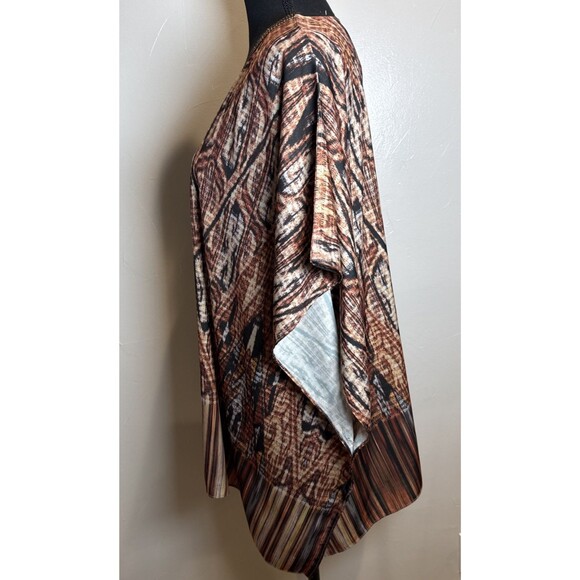 Chico's Brown Geometric Southwest with Beaded Neckline Poncho Top Women's Size S - Picture 5 of 14